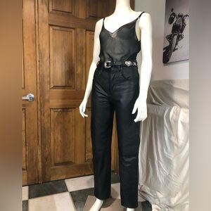 Vintage Bagazio Italian Black Leather Hi Rise Button Fly Pants